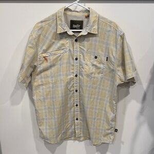 Howler Brothers Men's Casual Plaid Shirt - Cream and Gray